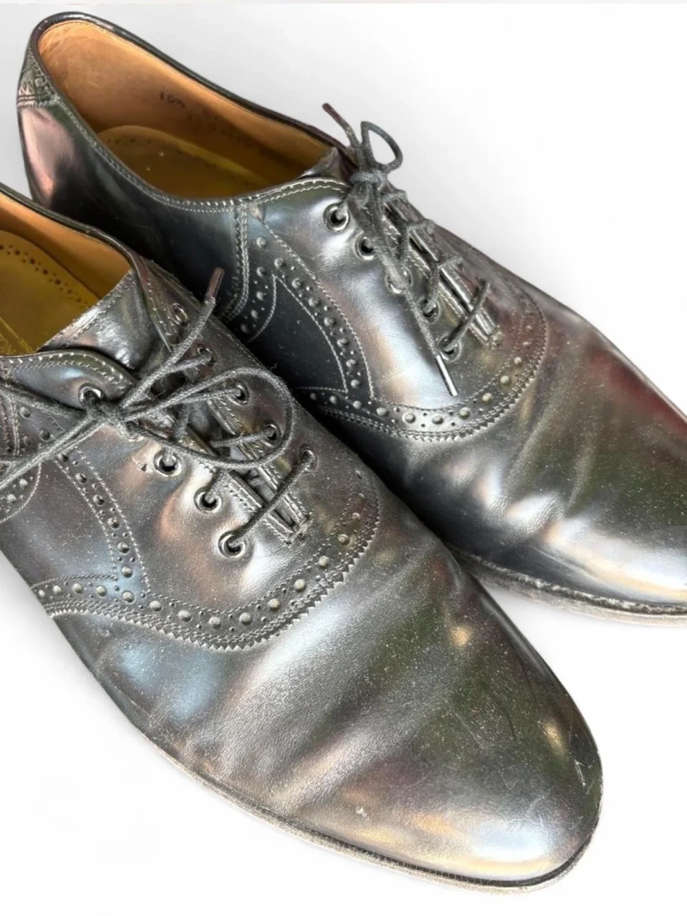 Johnston & Murphy Limited Leather glossy black lace up round toe men's shoe 10.5